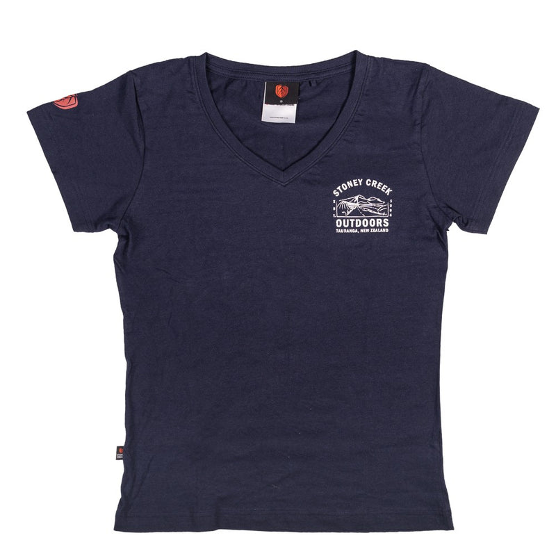 TEE WOMENS STONEY CREEK STC OUTDOORS V-NECK DARK NAVY 14