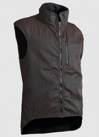 VEST OILSKIN FUR LINED BROWN