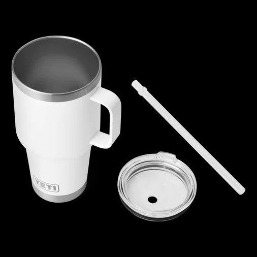 RAMBLER 35OZ STRAW MUG WHITE