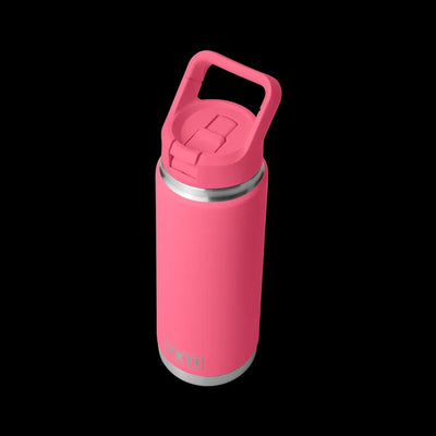 RAMBLER 26OZ STRAW BOTTLE TROPICAL PINK