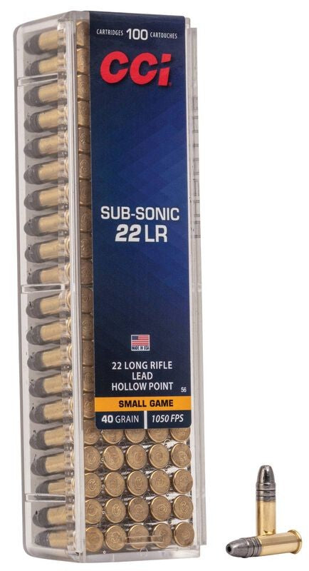 CCI SUB SONIC 22LR 40GR 1050FPS HP 100PK