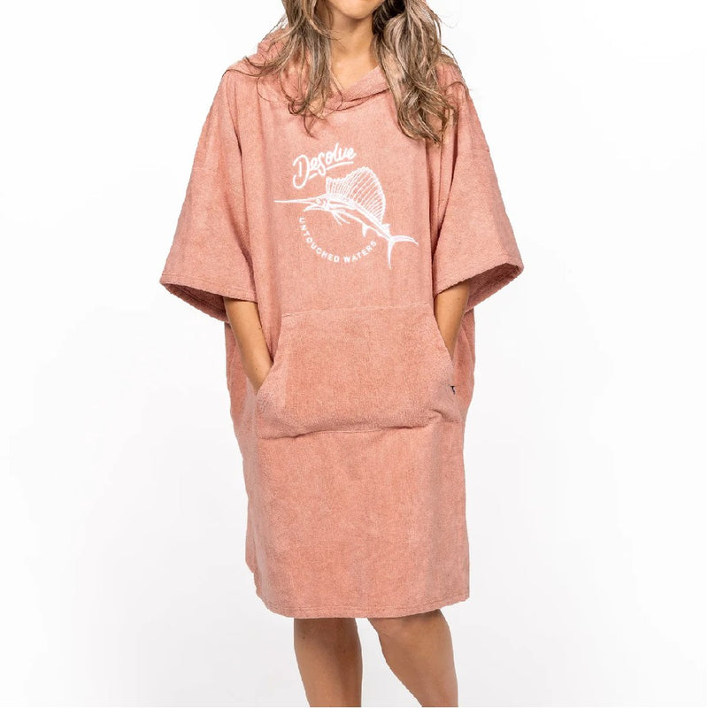 TOWEL PONCHO WOMENS BLACK/PINK S/M