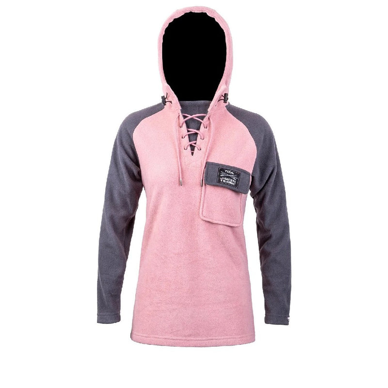 WOMENS LS WHAKARAPU HOOD ROSE/BLACK