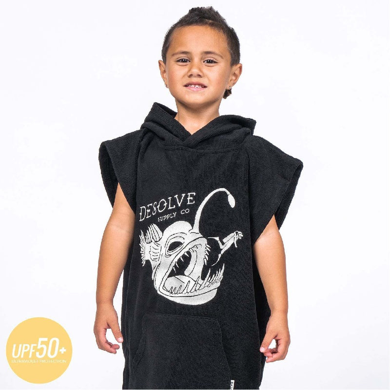 TOWEL PONCHO KIDS BLACK