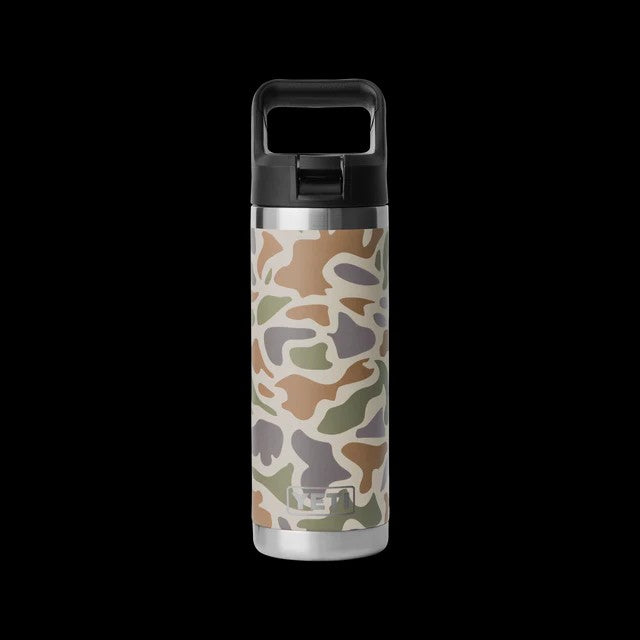 RAMBLER 18OZ STRAW BOTTLE TAN CAMO