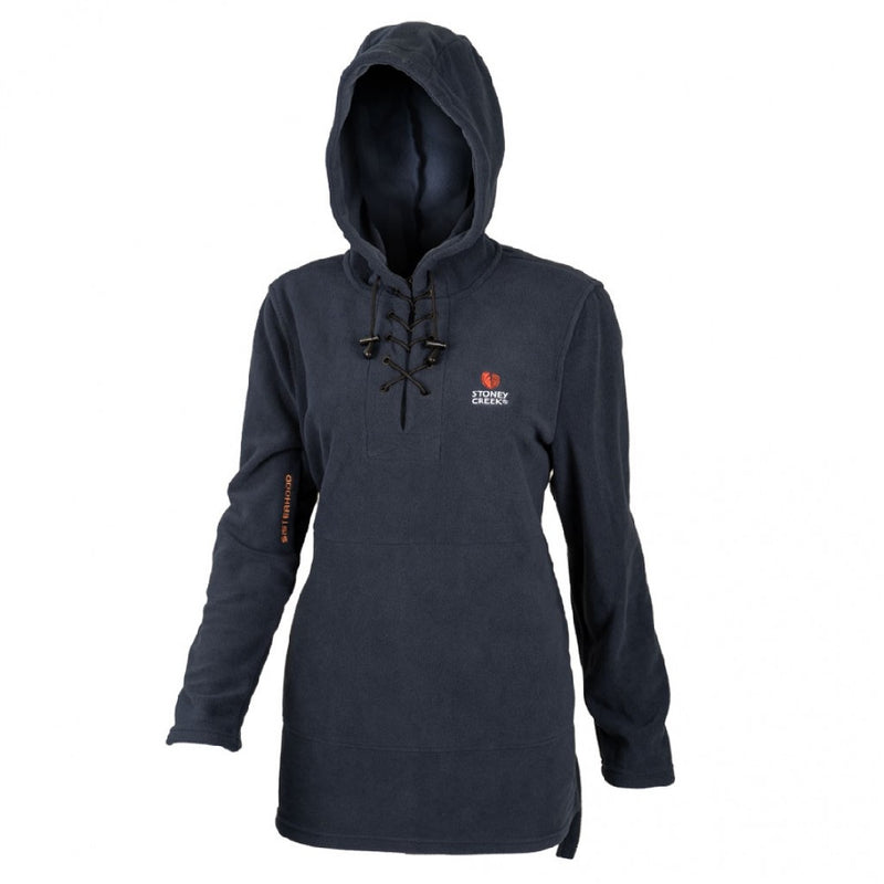 WOMENS HOODIE FLEECE LACE UP NAVY