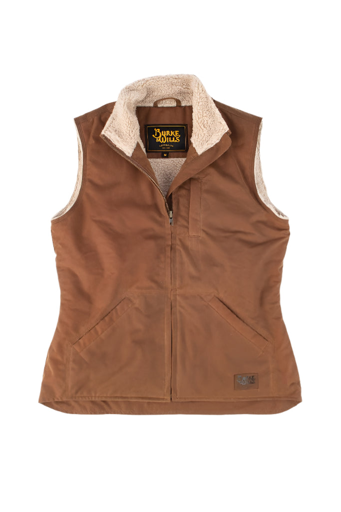 BURKE & WILLS WOMENS KINGS VEST DARK CAMEL