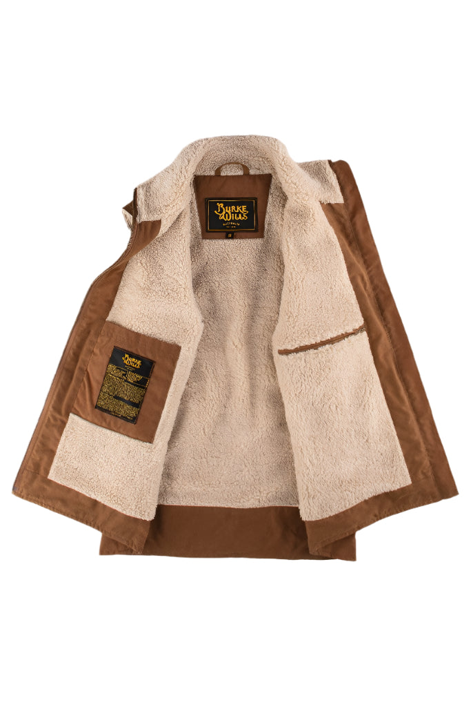 BURKE & WILLS WOMENS KINGS VEST DARK CAMEL