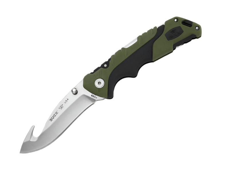 KNIFE  BUCK  PURSUIT FOLD GUT GREEN HANDLE