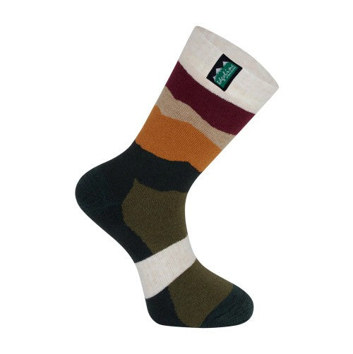MERION WOOL FIELD SOCKS FULL LENGTH 1PR OLIVE/STRIPES 43-46