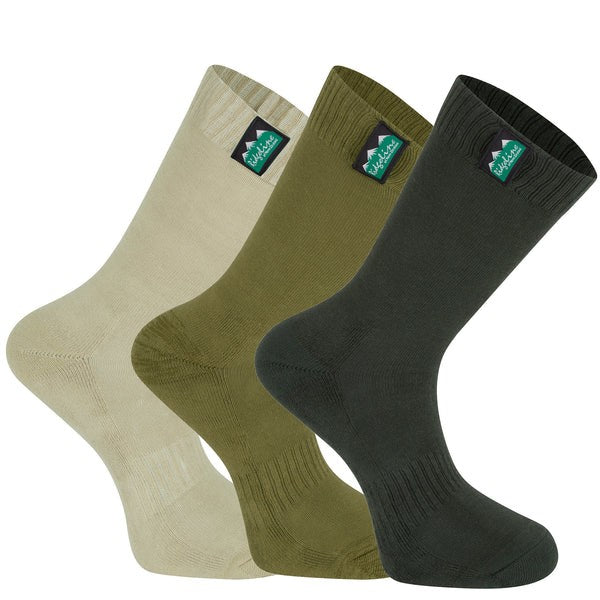 COTTON WORK SOCKS MID LENGTH OLIVE/MULTI
