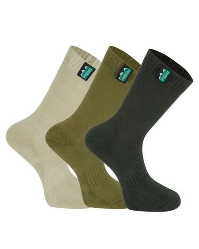 COTTON WORK SOCKS MID LENGTH OLIVE/MULTI