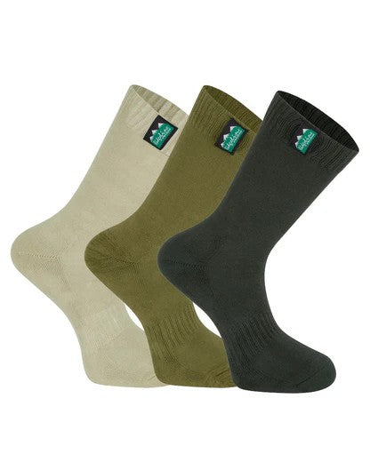 COTTON WORK SOCKS MID LENGTH OLIVE/MULTI