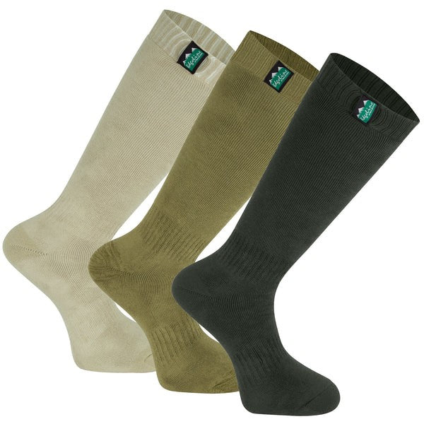 COTTON WORK SOCKS MID LENGTH OLIVE/MULTI
