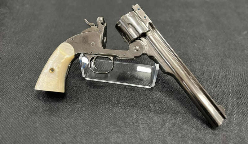 UBERTI SCHOFIELD .38 SPECIAL NIKL/PEARL GRIPS S/N F20160