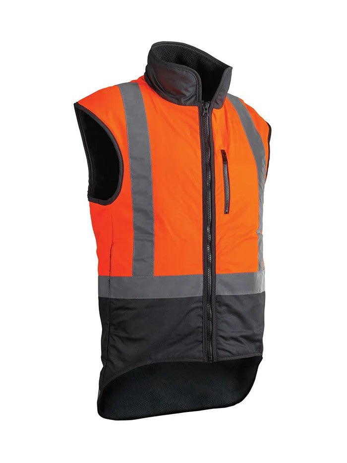 VEST OILSKIN ORANGE FUR LINED