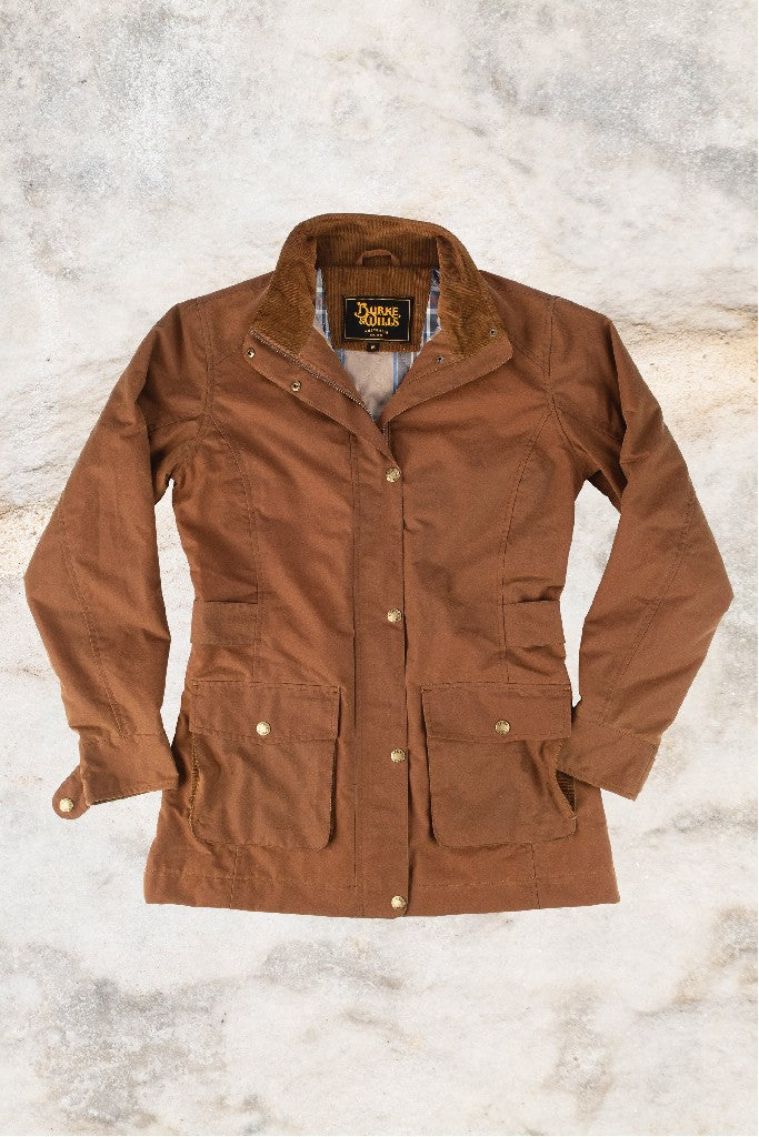 BURKE & WILLS WOMENS DARLING JACKET DARK CAMEL