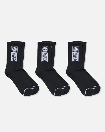 ALPHA SOCK 3PK BLACK SIZE 7-11