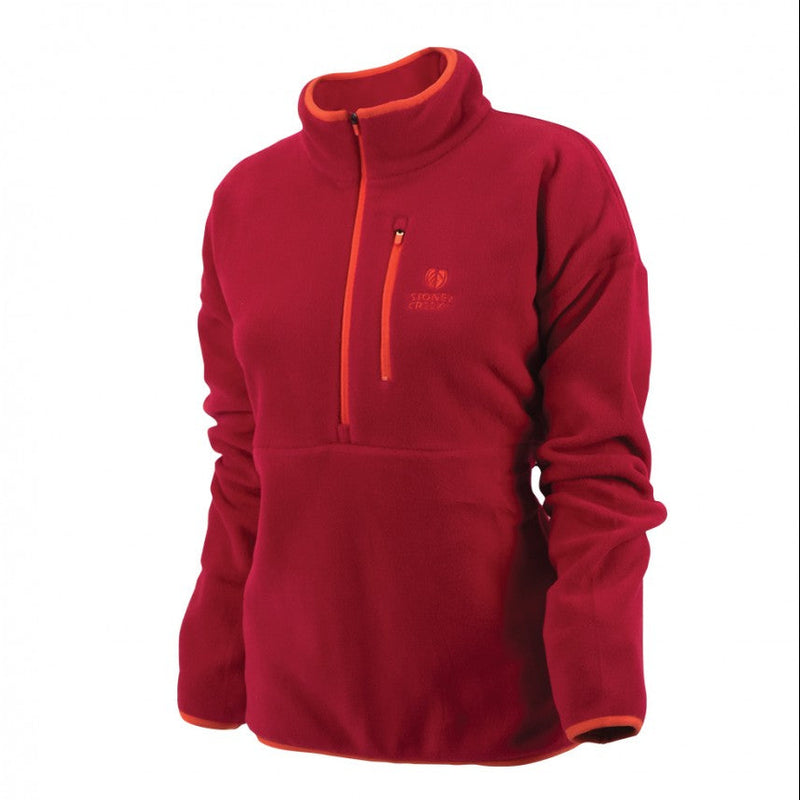 WOMENS AURORA FLEECE PULLOVER CRIMSON