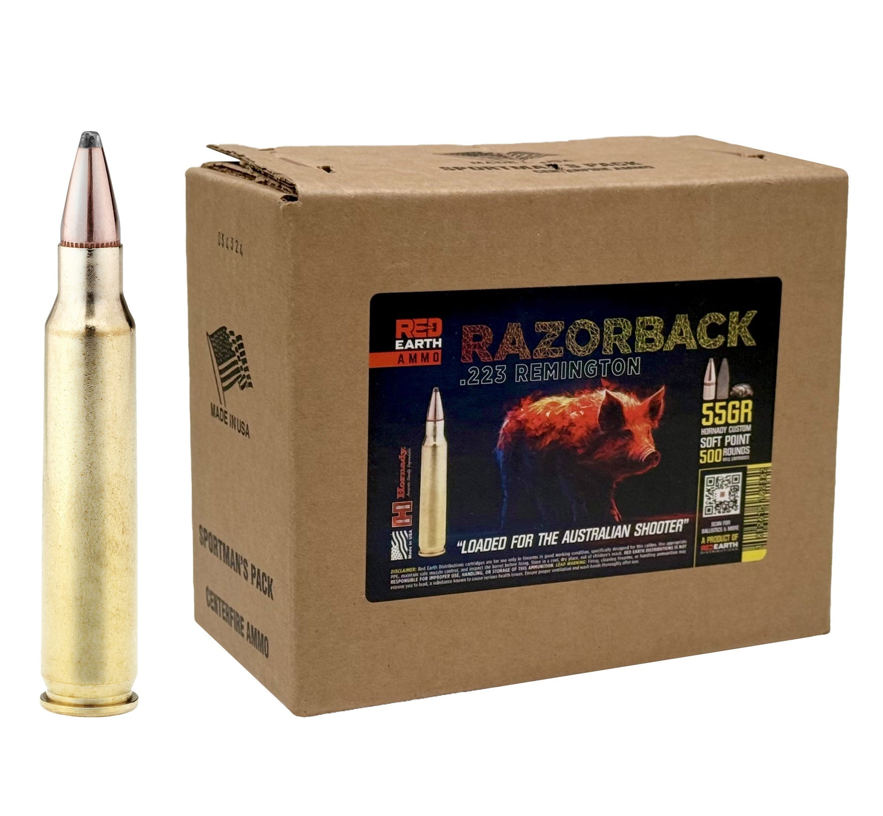 RED EARTH RAZORBACK 223REM 55GR SOFT POINT – Williams Outdoors