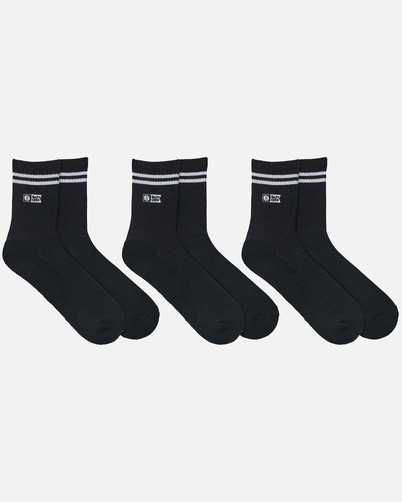 ALPHA STRIPE SOCKS 3PK BLACK