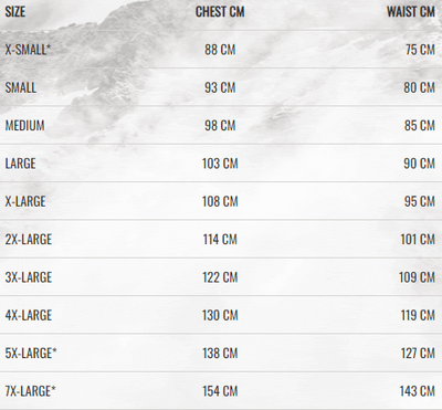 STONEY SIZE CHART 