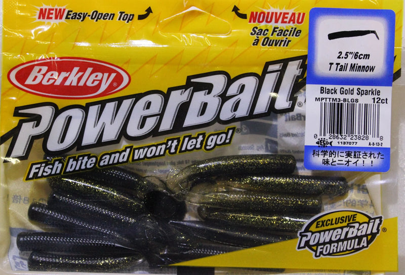 POWERBAIT T-TAIL MINNOW 2.5" BLACK GOLD SPARKLE